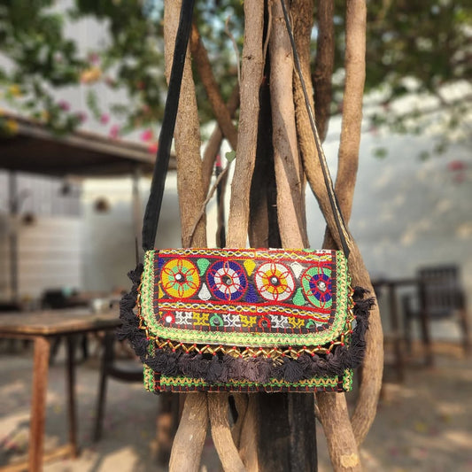 Handcrafted Banjara Embroidered Sling Bag with Desert Craft