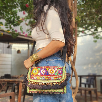 Handcrafted Banjara Embroidered Sling Bag with Desert Craft